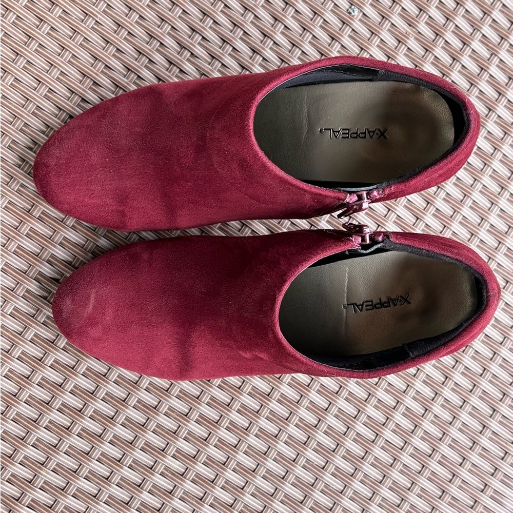 Xappeal Red Velvet Ankle Booties size 36 (6)